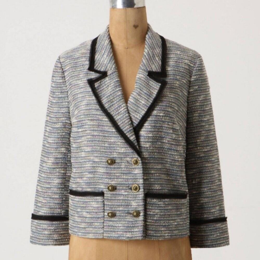 Anthro Coquille Navy Today’s Special Tweed Blazer
